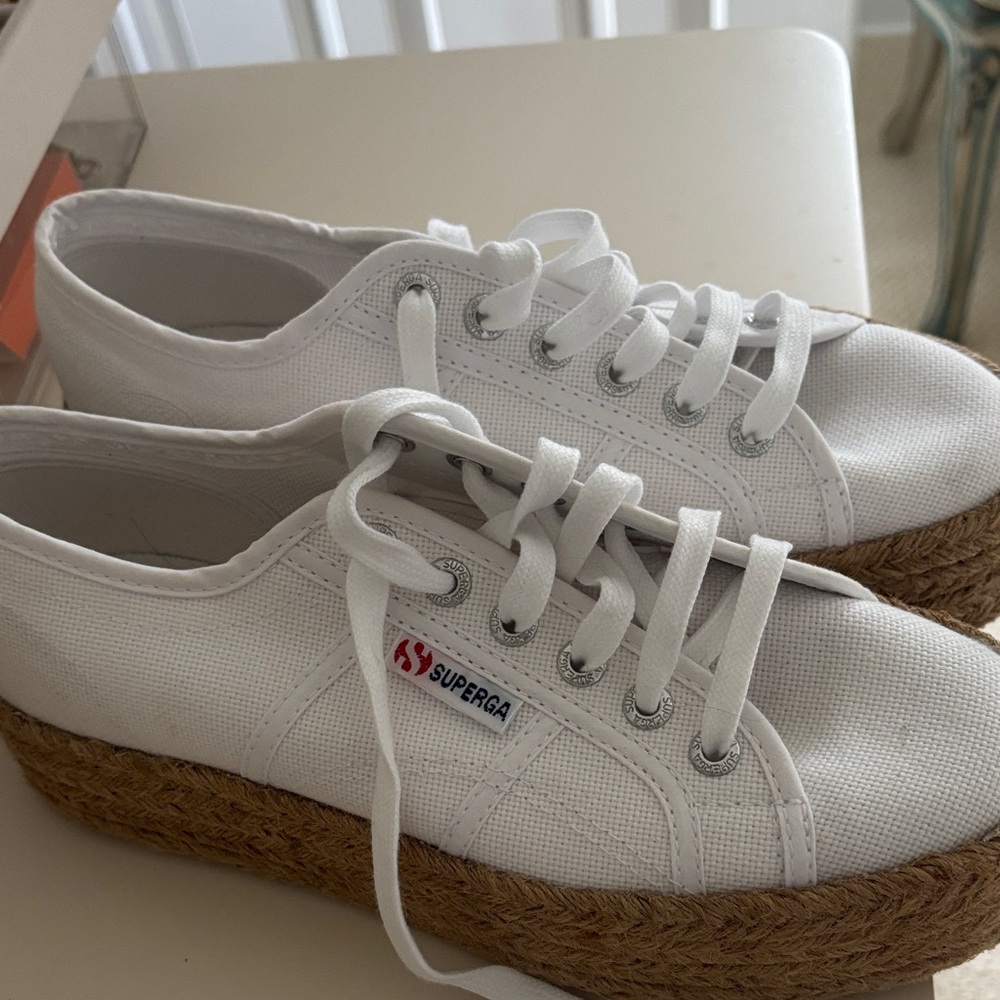 Superga Women's White platform Espadrille Sneakers - Picture 2 of 5